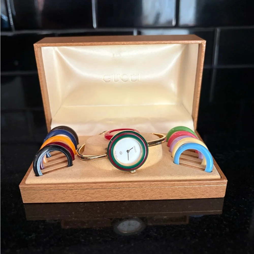 Gucci Gold Watch with Colorful Bezels - Picture 1 of 4